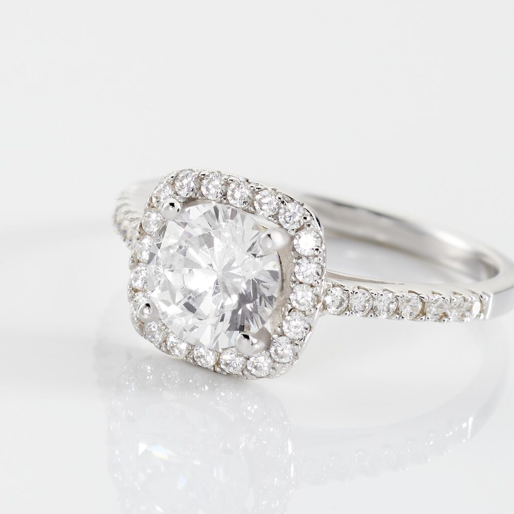 Bague Solitaire Soa Argent Blanc Oxyde De Zirconium