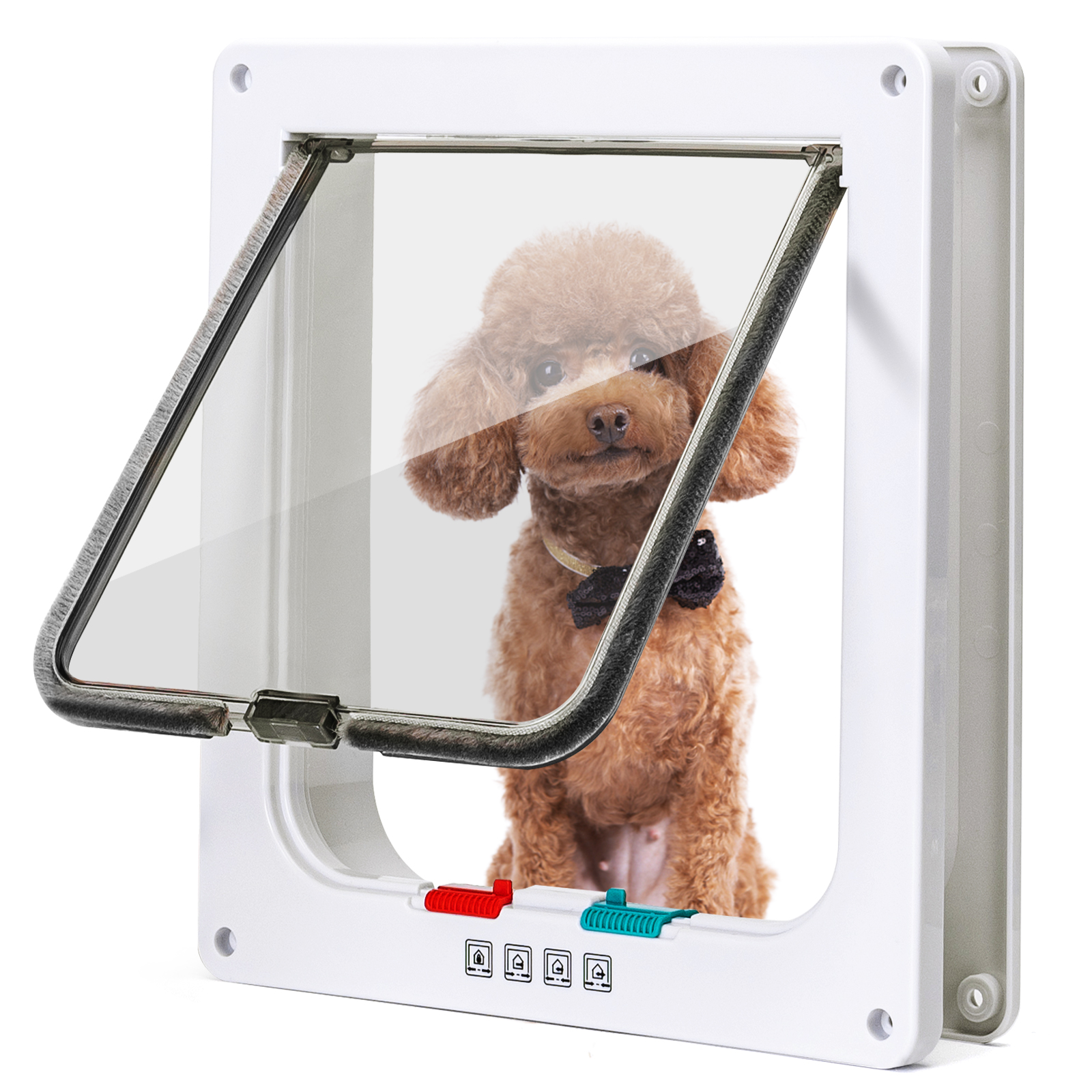 Nobleza - Porta para Gatos, Porta para Gatos com Fecho Magnético em 4 Direções, Porta para Animais de Estimação para Gatos e Cães de Pequeno Porte, Porta para Gatos com Vidro Transparente (Branca, G)