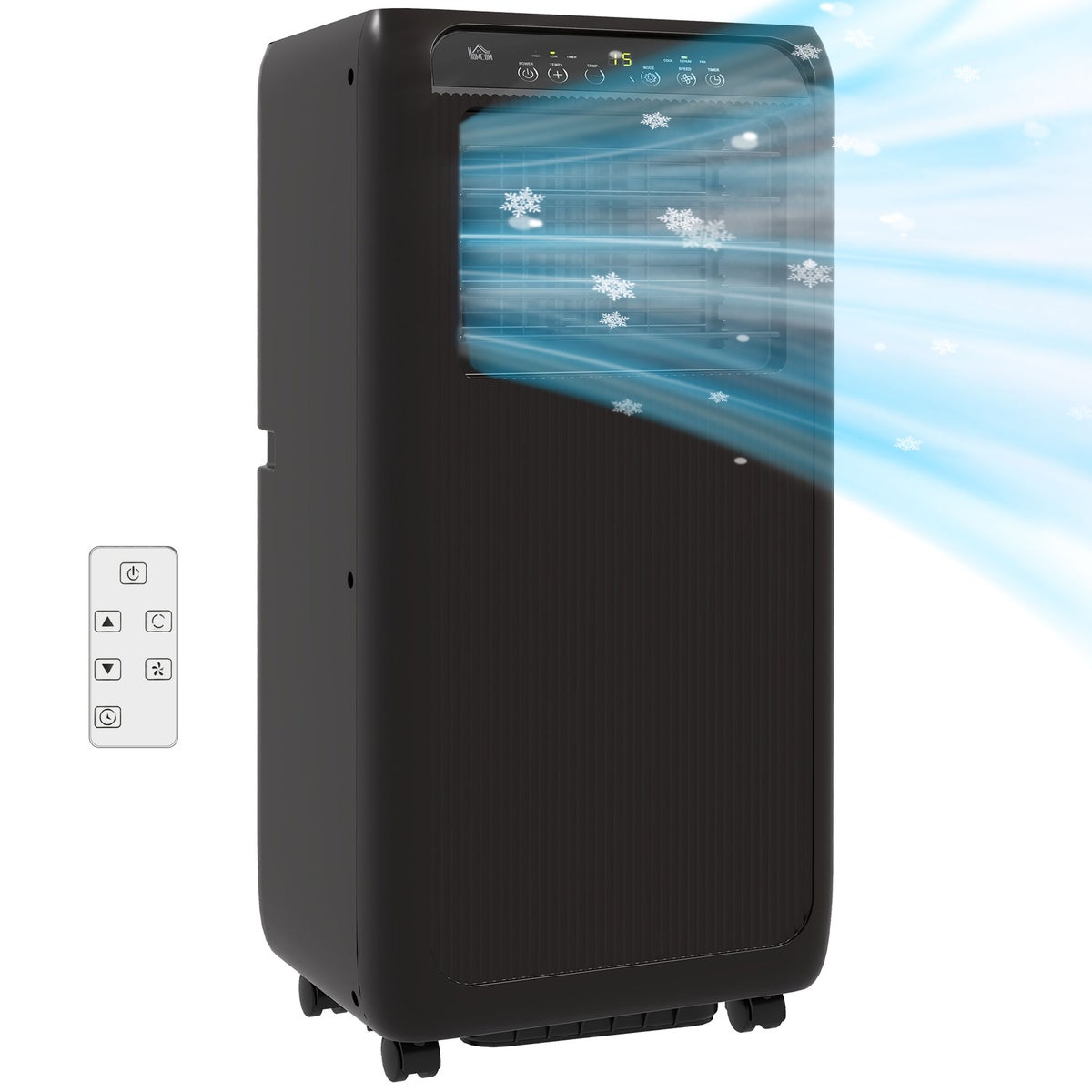 HOMCOM Draagbare airconditioner, 3-in-1 airconditioner met uitlaatslang, 9000 BTU/u (2600 W), met LED-display, 33L x 28B x 68,5H cm, ABS-kunststof, zwart