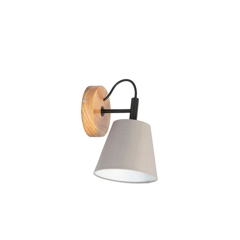 Landelijke wandlamp hout met grijs - Cupy