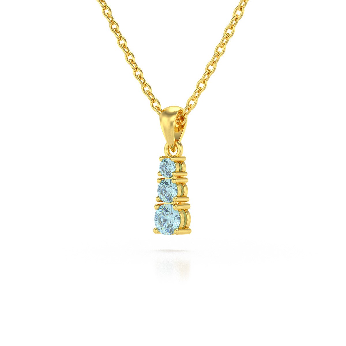 Collier Pendentif ADEN Or 585 Jaune Aigue-Marine Chaine Or 585 incluse 0.45grs