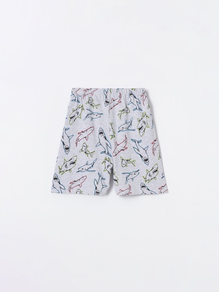 Conjunto de pijama curto estampado - Cinza Mesclado