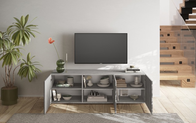 INOSIGN Lowboard »Snake, TV-Möbel, TV-Schrank, Media-Board, Breite 181 cm, viel Stauraum« mit Siebdruck-Front, 3 Türen, bodenstehend, stilvoll & funktional
