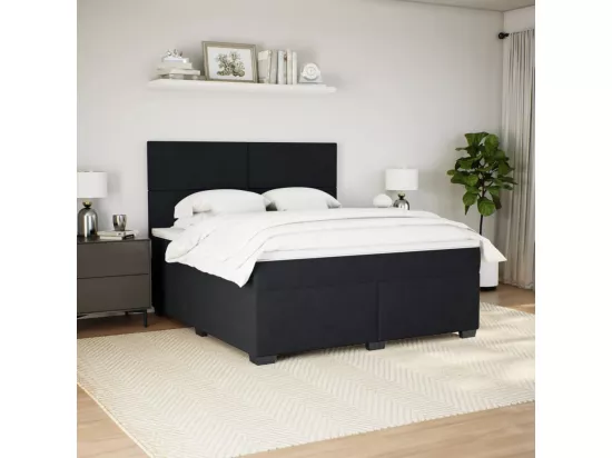 Sommier à lattes de lit avec matelas Noir 180x200 cm Velours