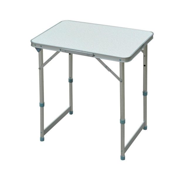 Outsunny Mesa de Campismo Dobrável e Ajustável 47,5 a 64cm Branco Alumínio e MDF 60x45x64cm