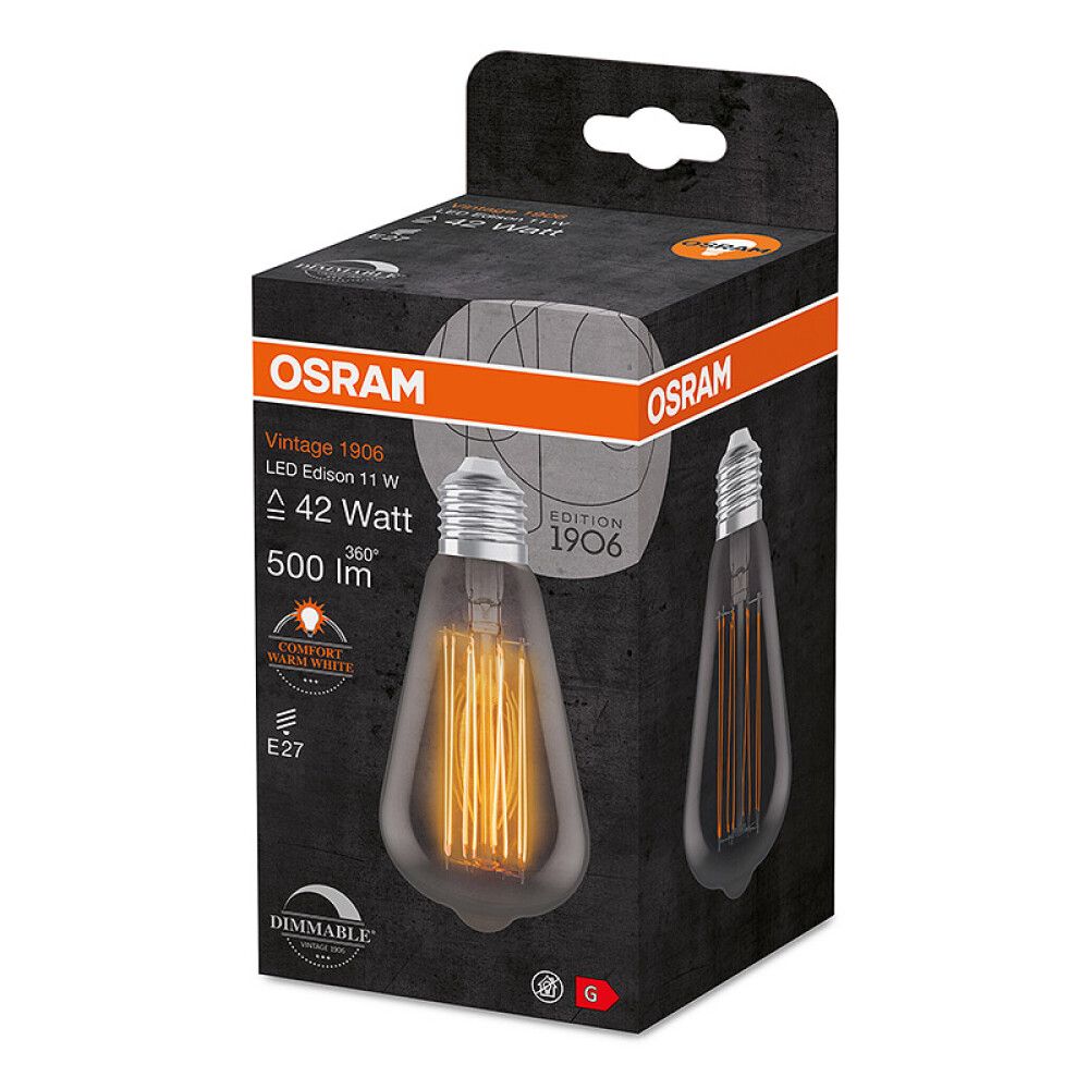 LYSPÆRE OSRAM EDISON SMOKE 1800K E27 11W
