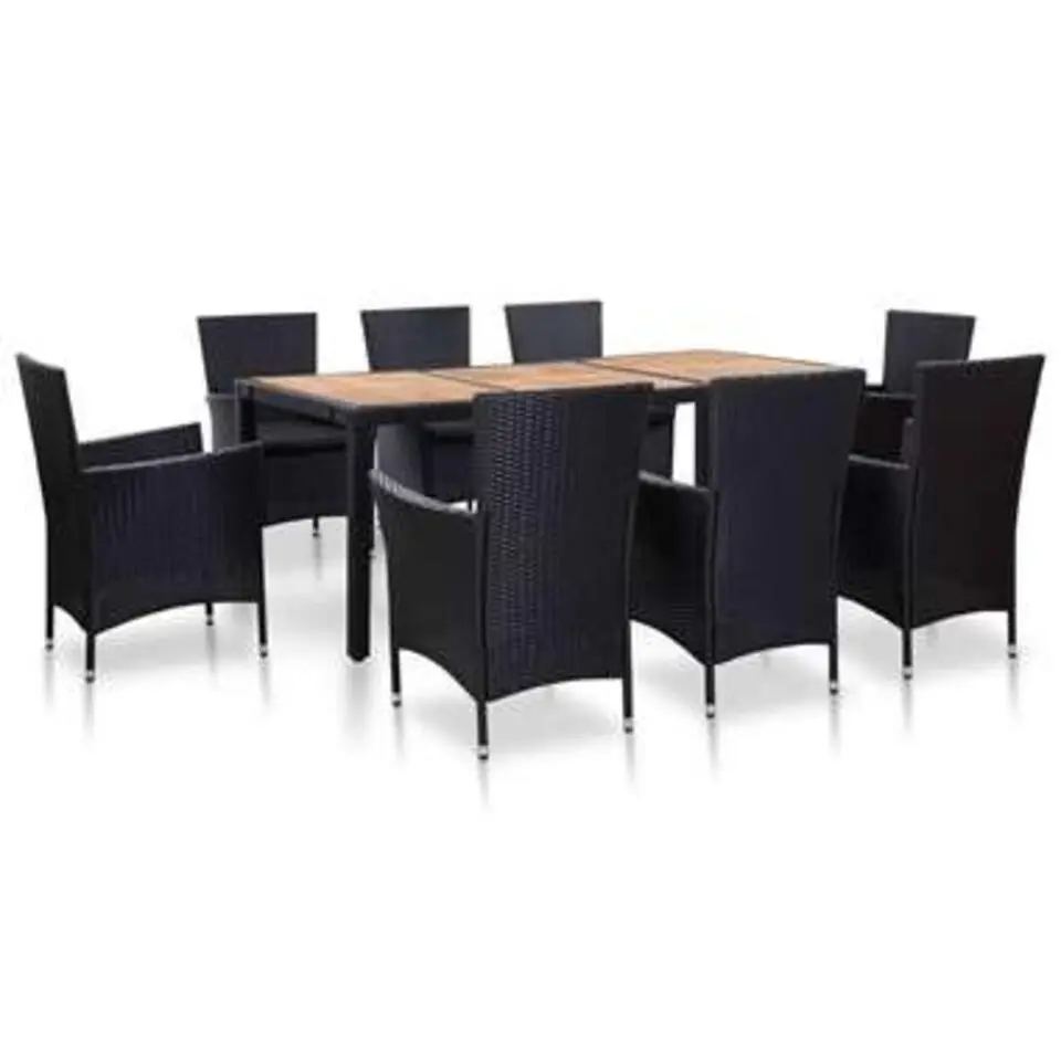 vidaXL - Tuinset - Zwart - Poly rattan - 190 cm tafellengte