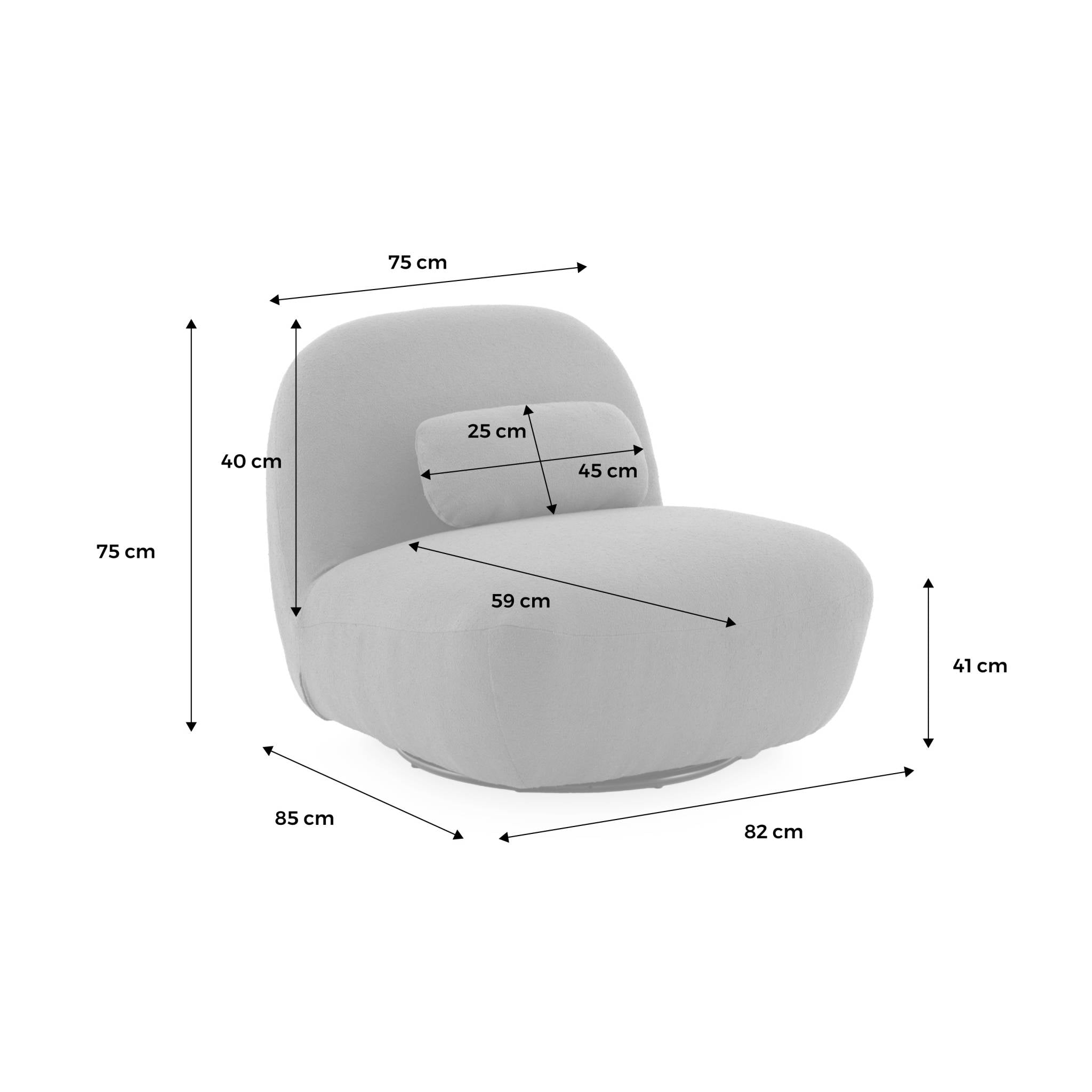 sweeek - Draaiende fauteuil 360Â° met gestructureerde bouclette en