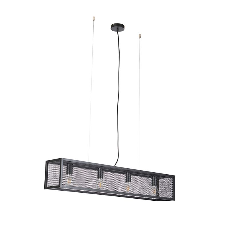 Smart industriële hanglamp zwart incl. 4 WiFi A60 - Cage Wire