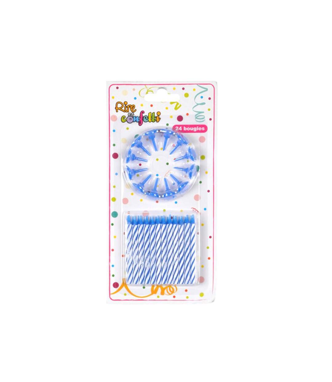 Paris Prix - Lot De 24 Bougies D'anniversaire support 5cm Bleu