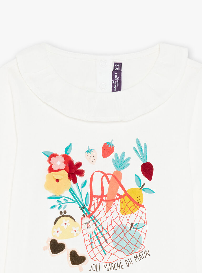 T-shirt écru à collerette