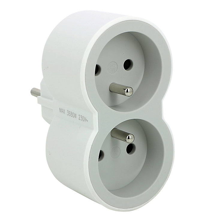 Multiprise 2 prises Legrand blanc et gris