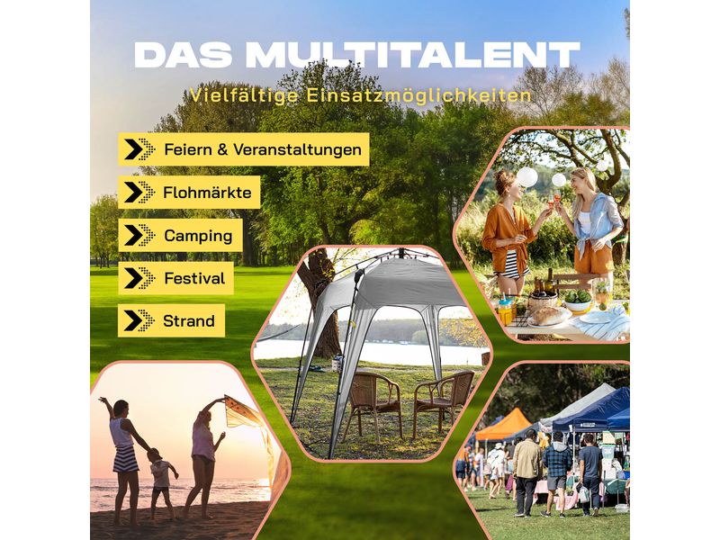 Where tomorrow Pavillon Pop Up - Hellgrau Outdoor-Pavillon mit Seitenschutz