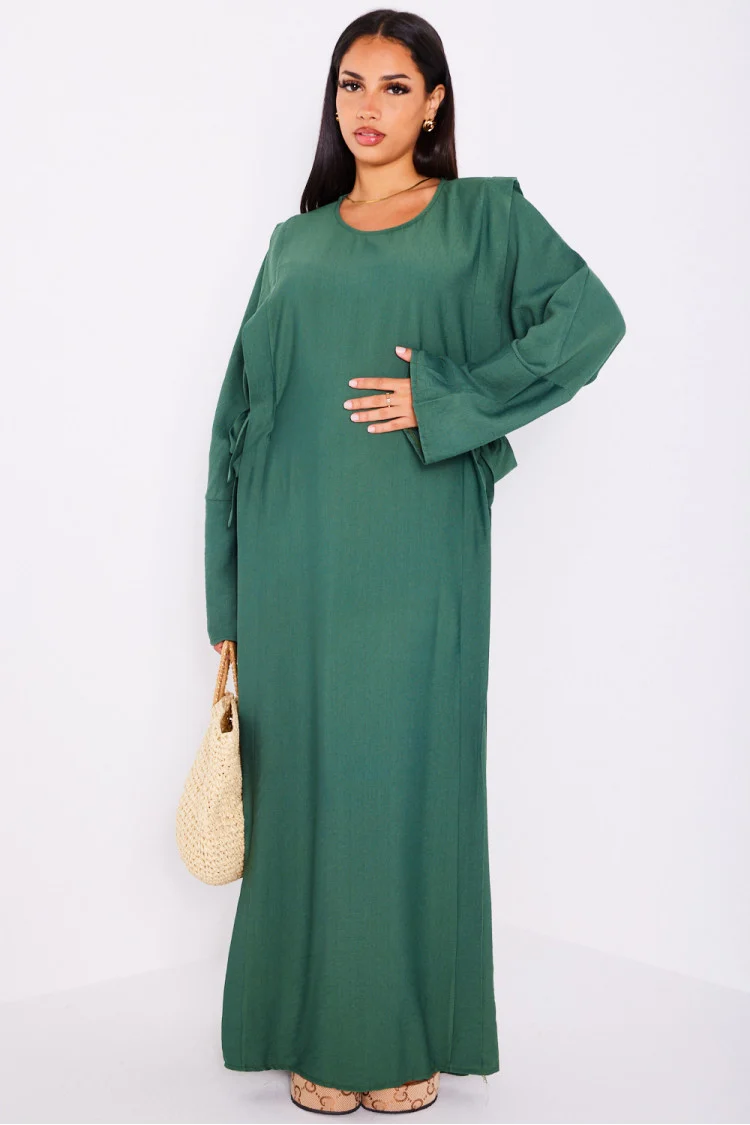 Robe kaki à empiècement noué sur les côtés