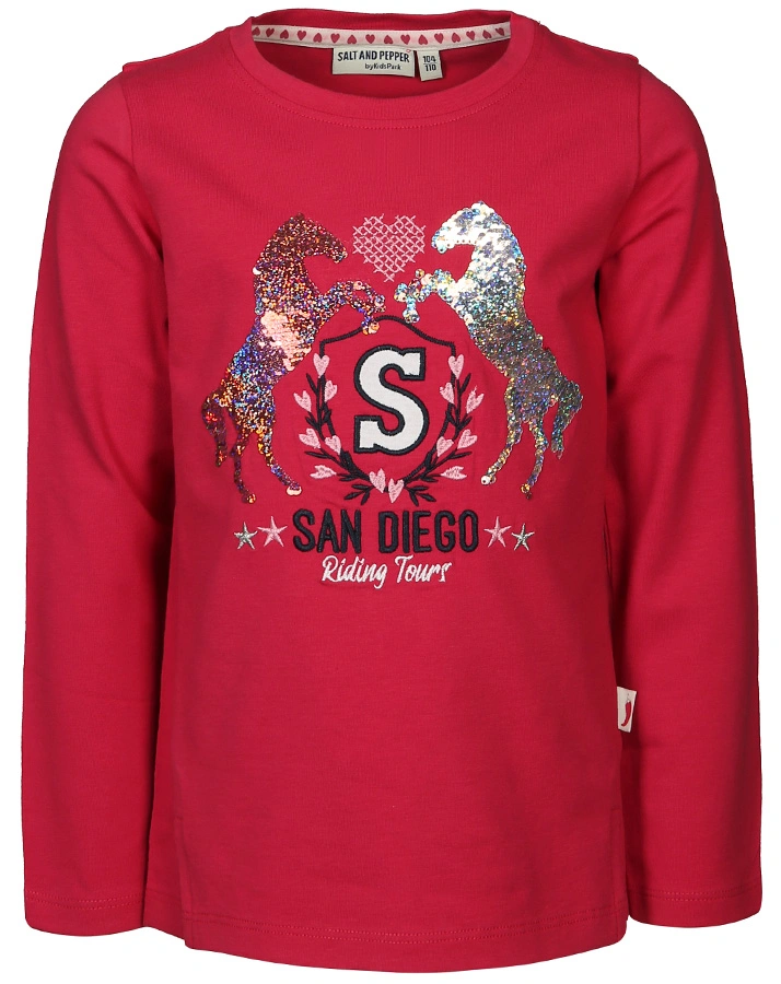 Langarmshirt SAN DIEGO mit Wendepailletten in raspberry pink