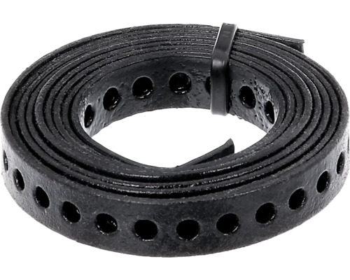 Geperforeerde en montagetape 12 mm, rol van 1,5 m, verzinkt zwart met kunststof coating