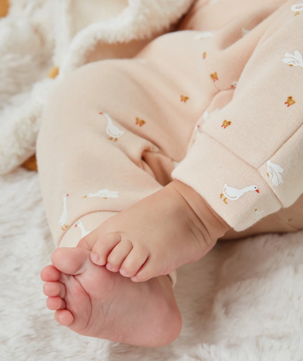 SWEAT PRESSIONNÉ BÉBÉ EN FIBRES RECYCLÉES ROSE POUDRÉ IMPRIMÉ OIES