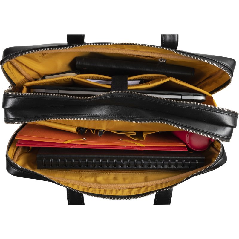 Exacompta Sacoche en cuir noir pour ordinateur portable 15.6''
