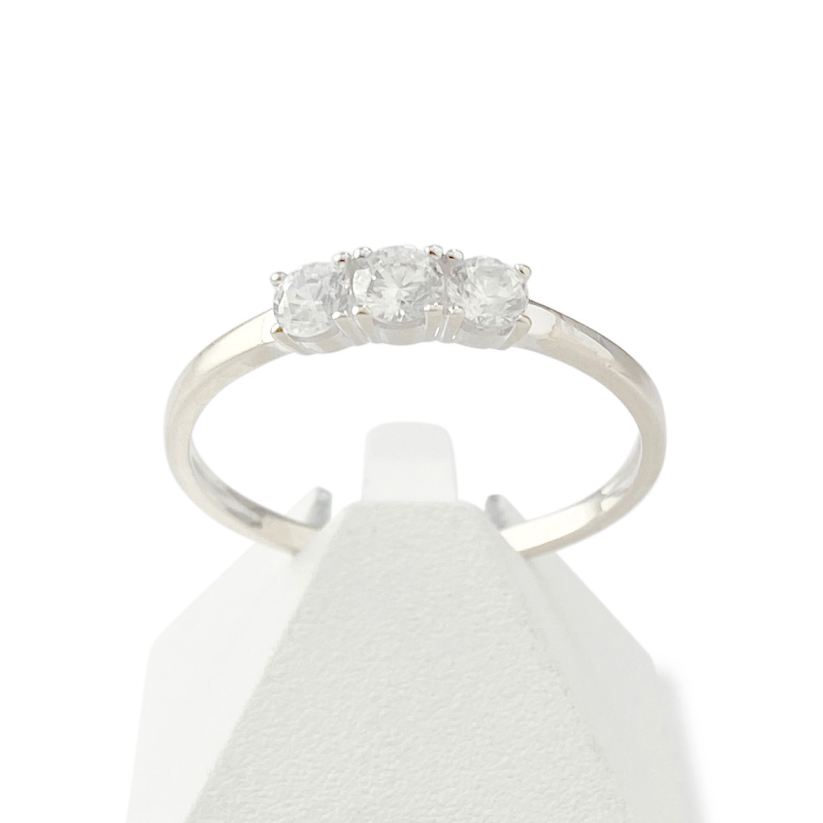 Bague d'occasion or 375 blanc zirconias