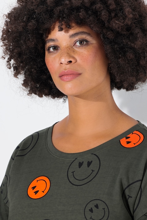 Sweatshirt, oversized, Farbverlauf Smiley, Langarm