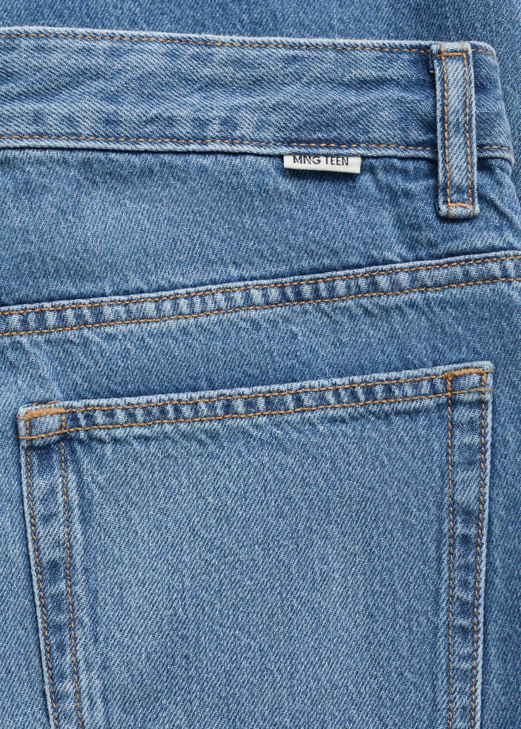 MANGO TEEN straight leg  waist regular fit jeans medium blue denim