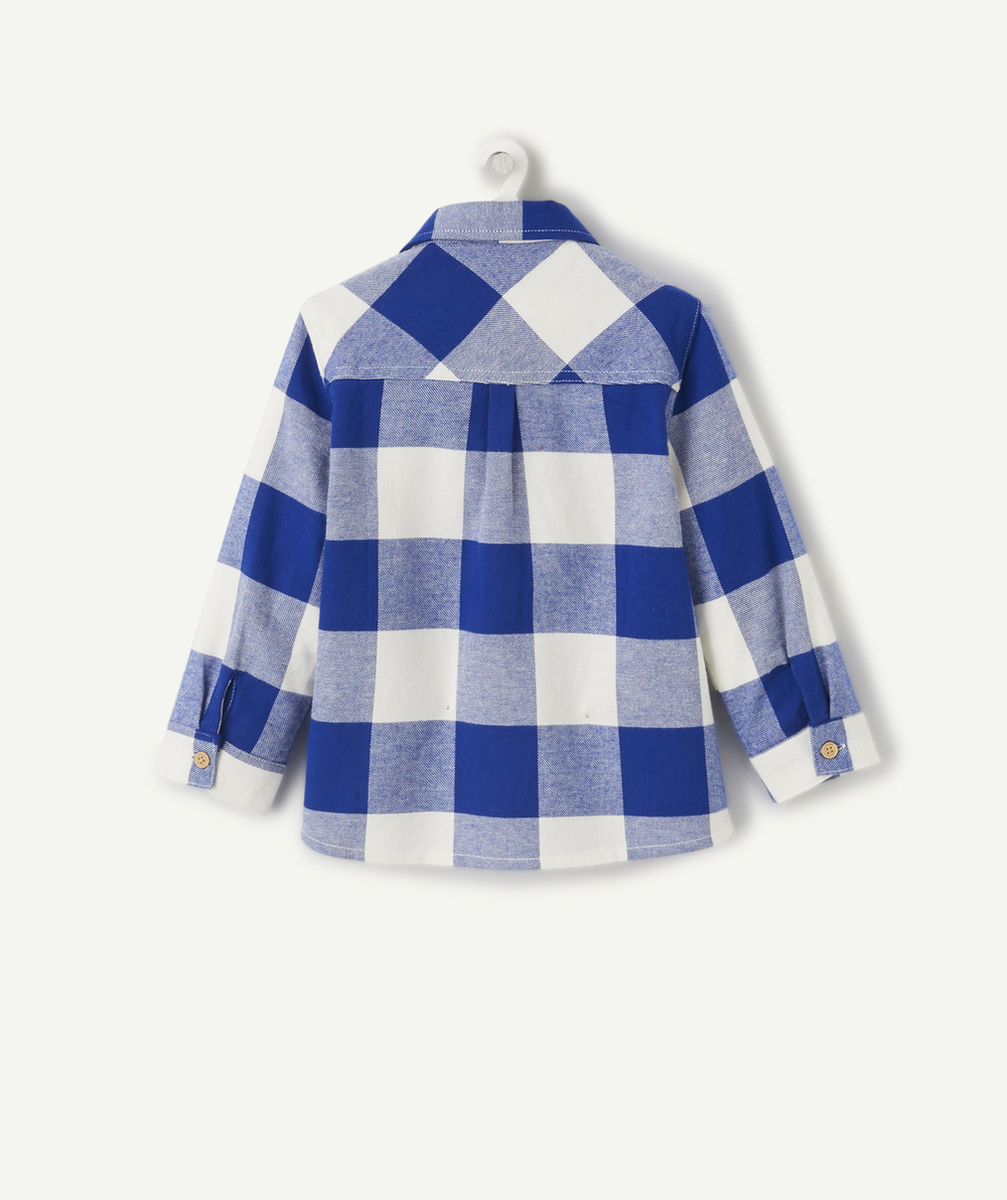 CHEMISE À CARREAUX BÉBÉ GARÇON BLANC ET BLEU ÉLÉCTRIQUE