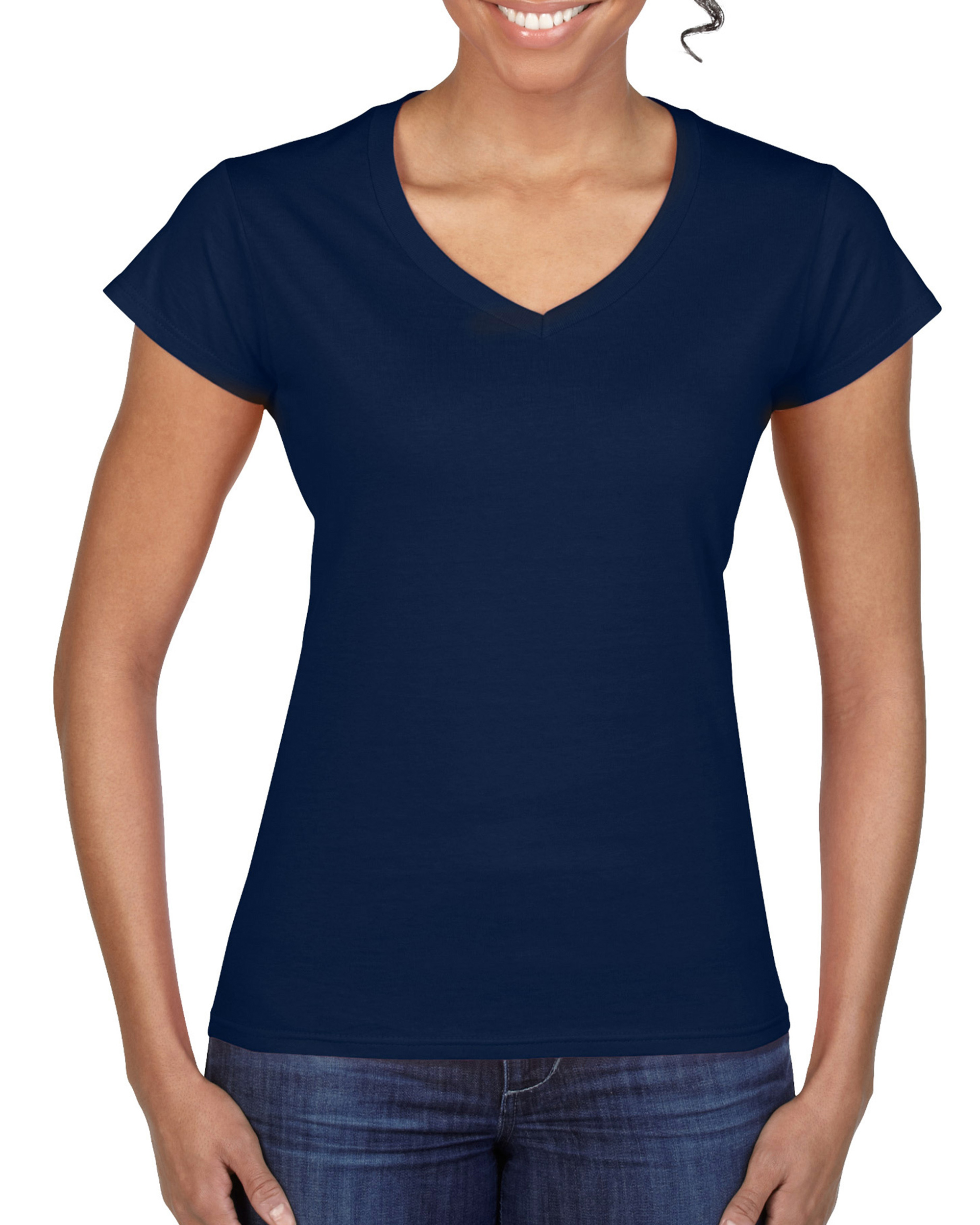 Gildan GD078 - T-shirt Femme Col V Style Doux et Élégant