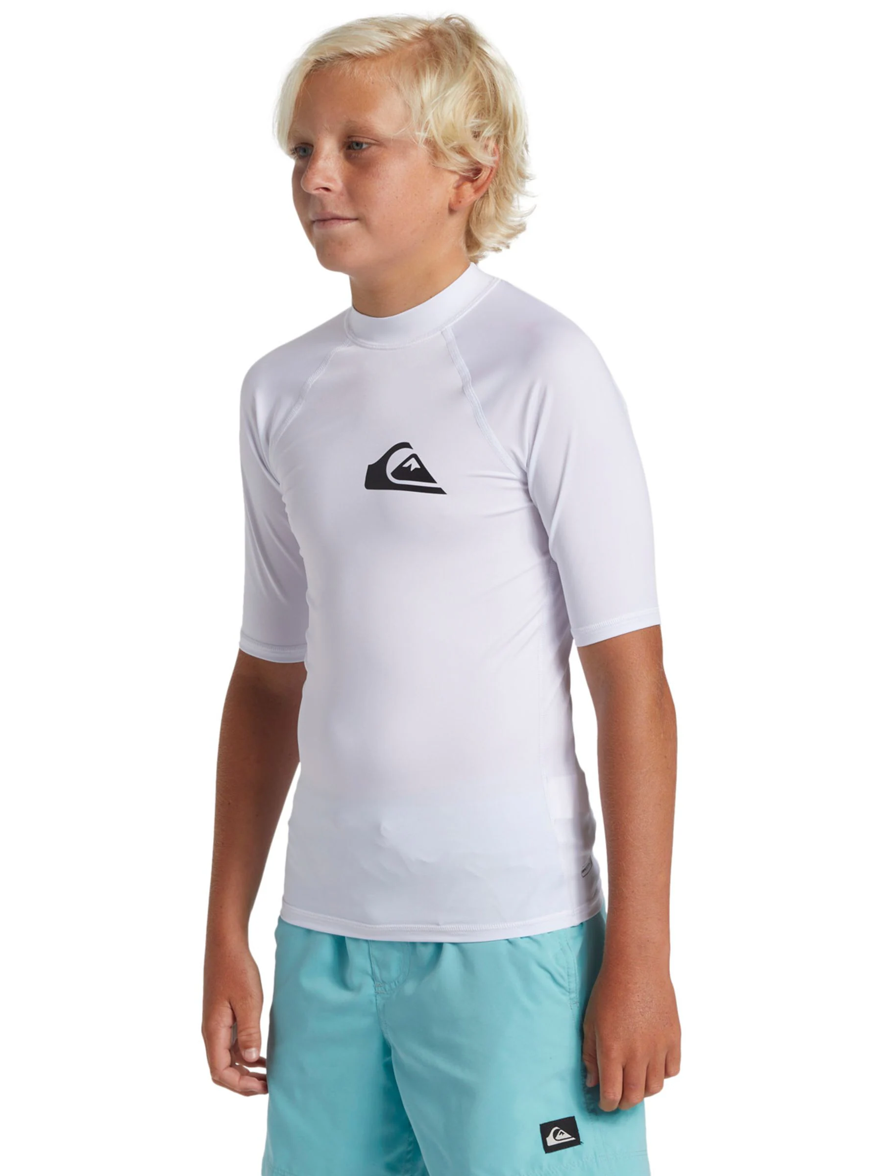 Wit - Quiksilver Youth UPF50 uv-werend hemdje met korte mouwen