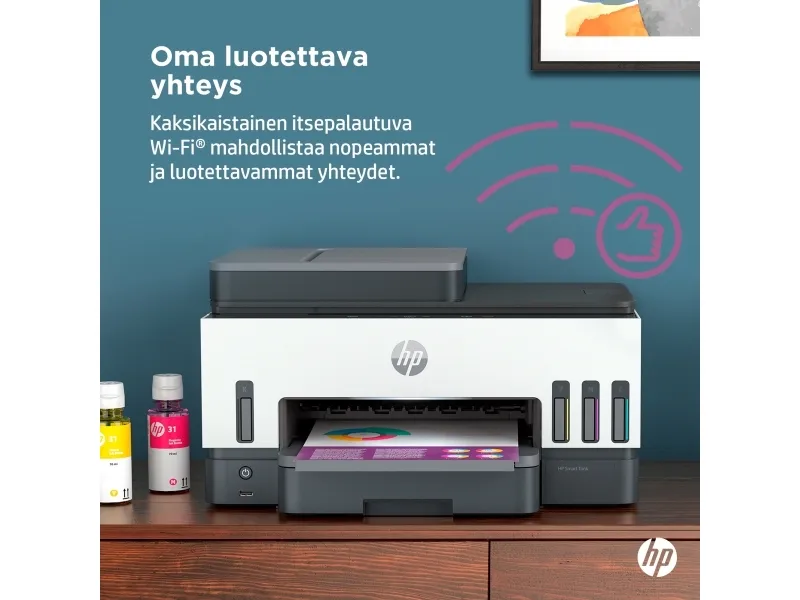 HP Smart Tank 7605 All-in-One - Multifunktionsprinter - farve - blækprinter - kan genopfyldes - Letter A (216 x 279 mm)/A4 (210 x 297 mm) (original) - A4/Legal (medie) - op til 13 spm (kopiering) - op til 15 spm (udskriver) - 250 ark - USB 2.0, Wi-Fi