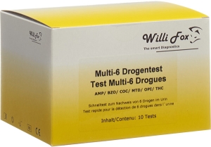 Willi Fox Drogentest Multi 6 Drogen Urin, 10 Stück