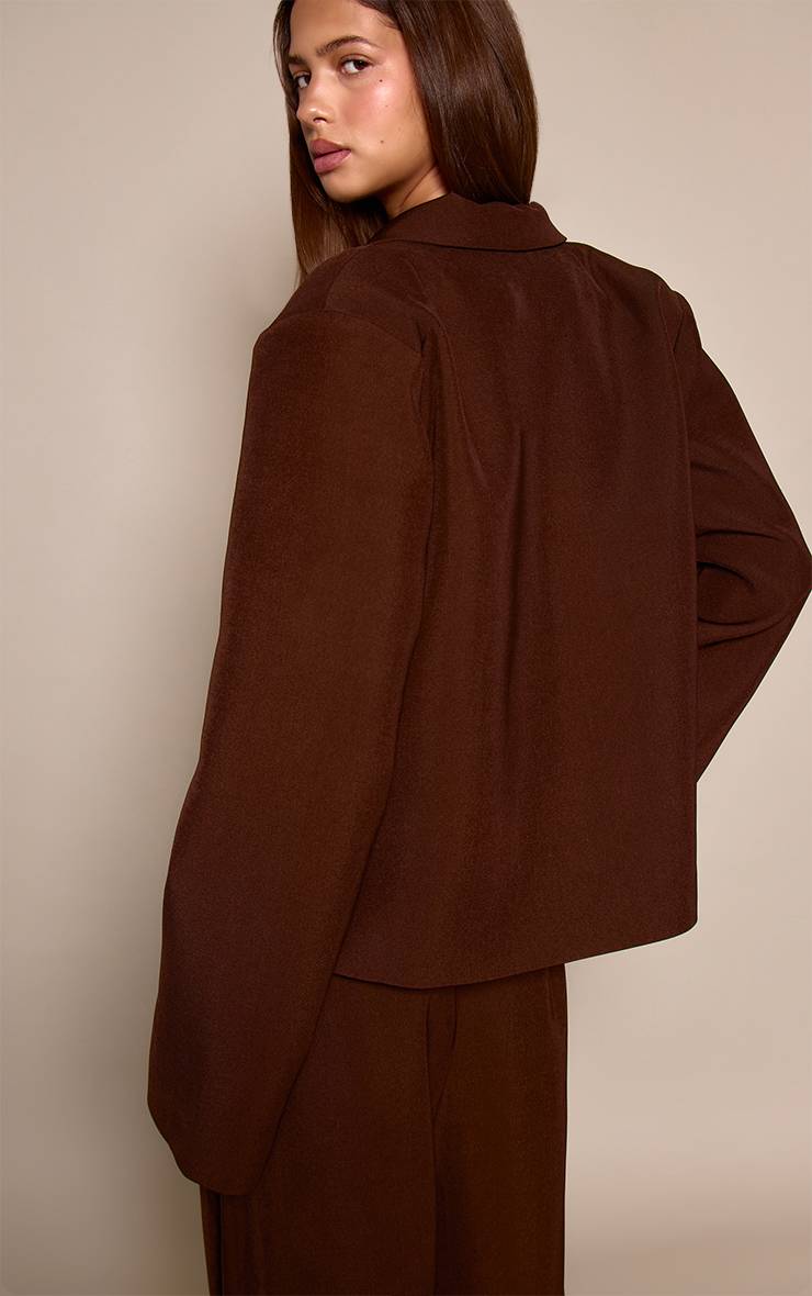 Marron Foncé Blazer Boxy Ajusté