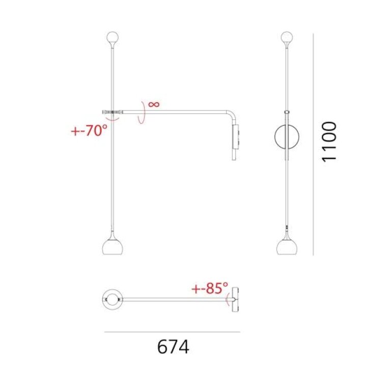 Artemide IXA wandlamp medium LED antraciet
