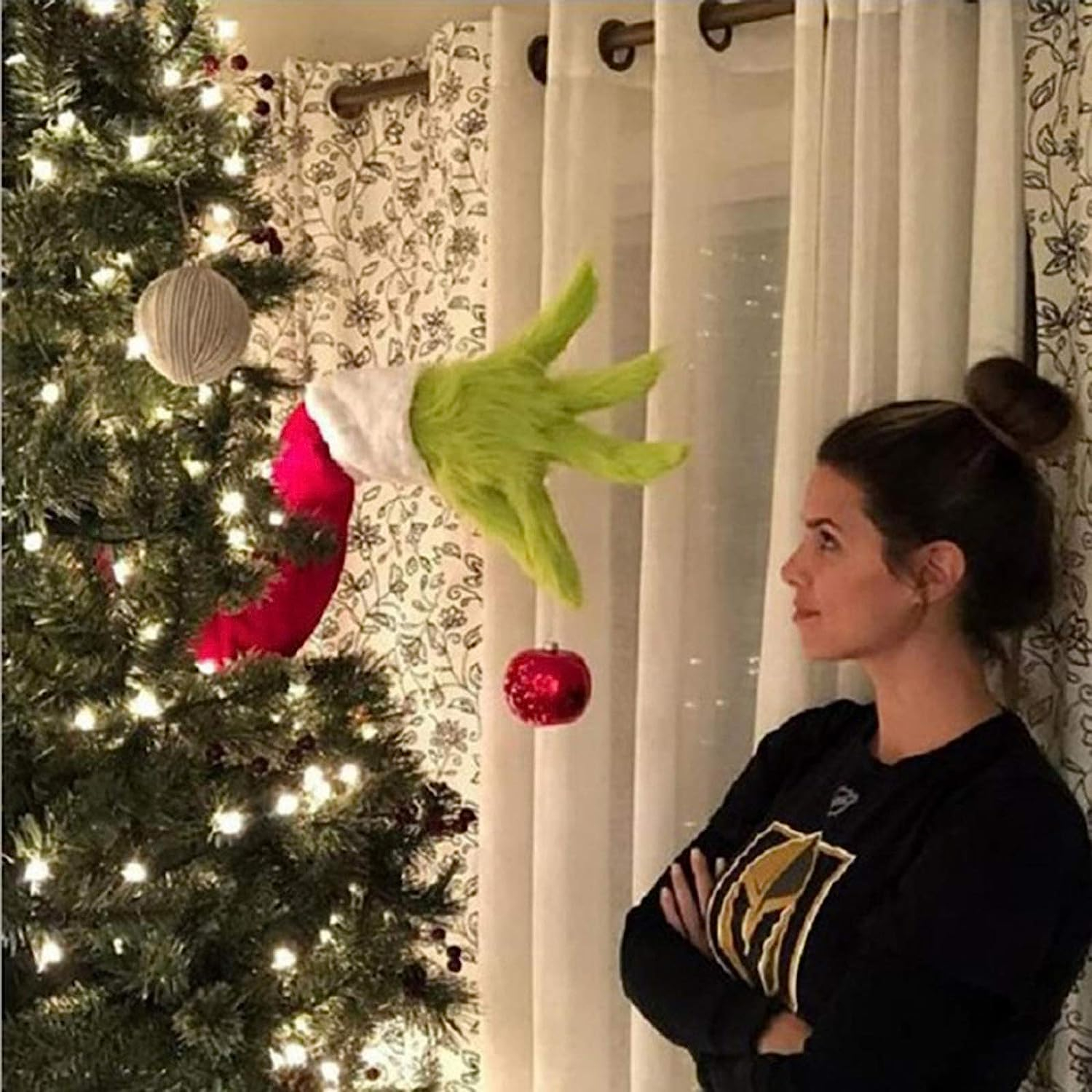 (70x30cm) Christbaum Schmuck Plüsch Weihnachts Baum Deko Ornament - Grüner Bösewicht Arm