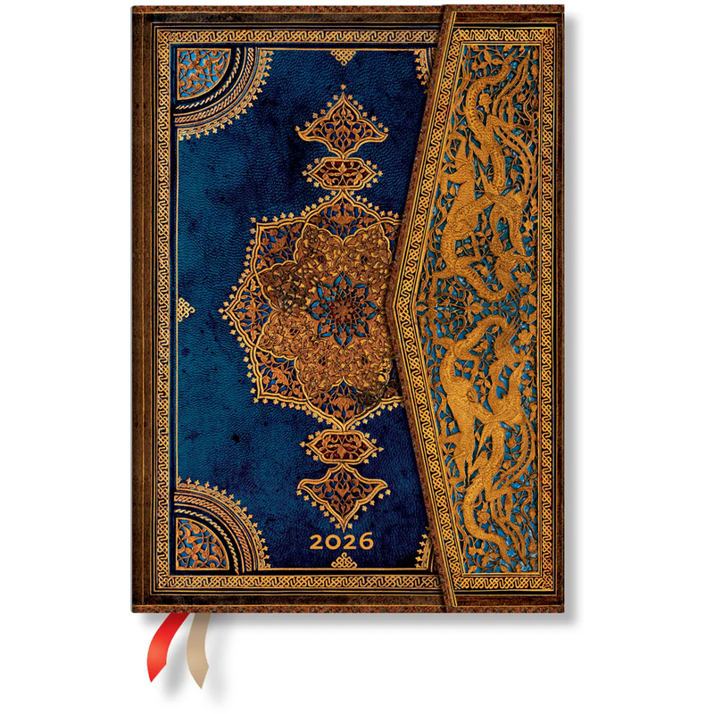 Paperblanks Agenda 2026 Midi, Safavide Indigo, Hardcover, französisch, 1 Woche / 2 Seiten