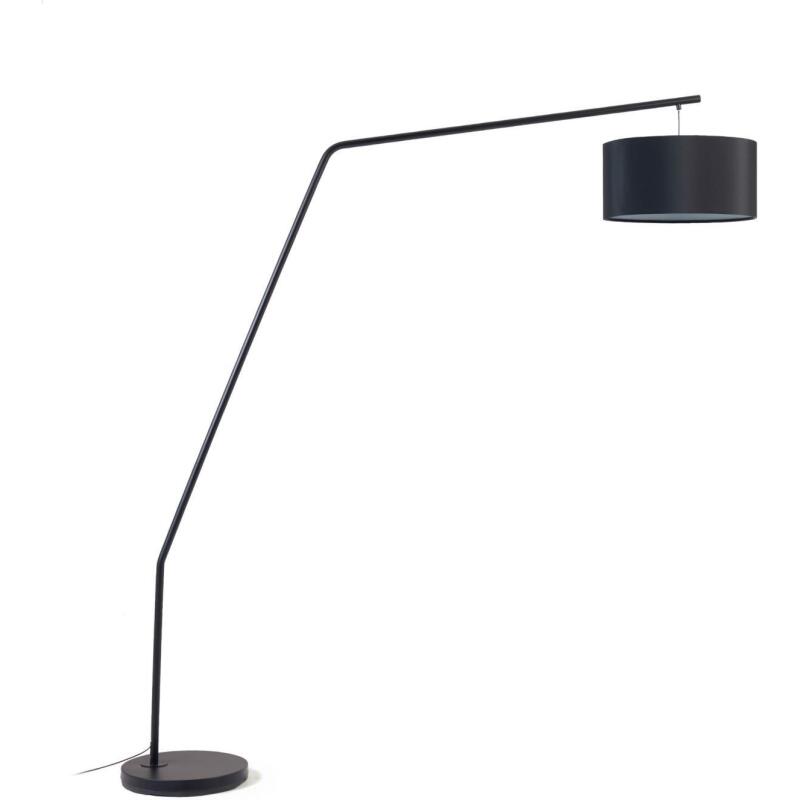 Lampadaire Ciana en métal finition noire et abat-jour en coton