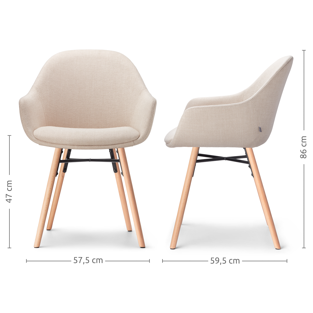 Nena-Mae eetkamerstoel beige - naturel onderstel