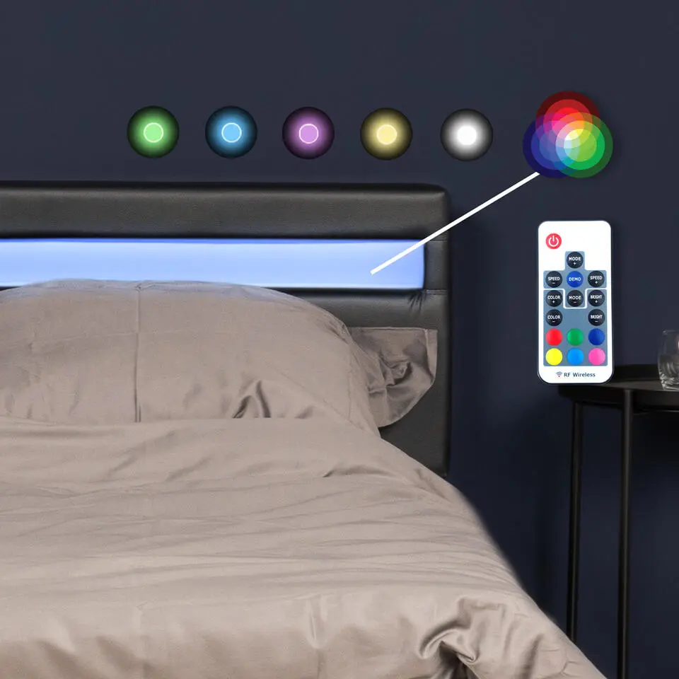 HOME DELUXE LED bed ASTRO zwart 90 x 200 cm