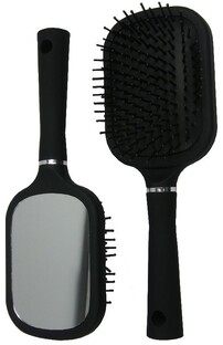 Hair Mode Haarborstel Groot met Spiegel Zwart 1ST