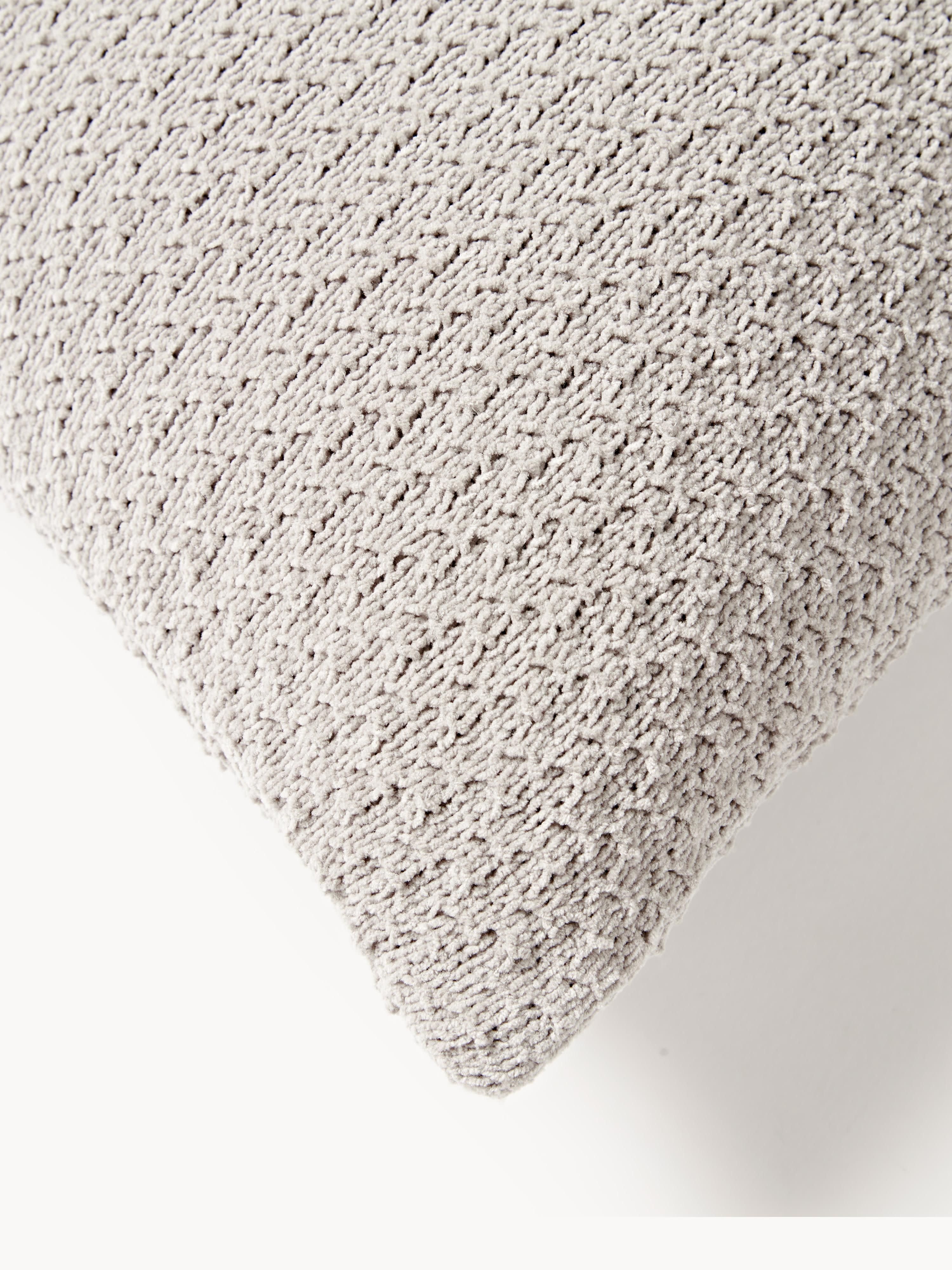 Zacht gebreide chenille kussenhoes Everly