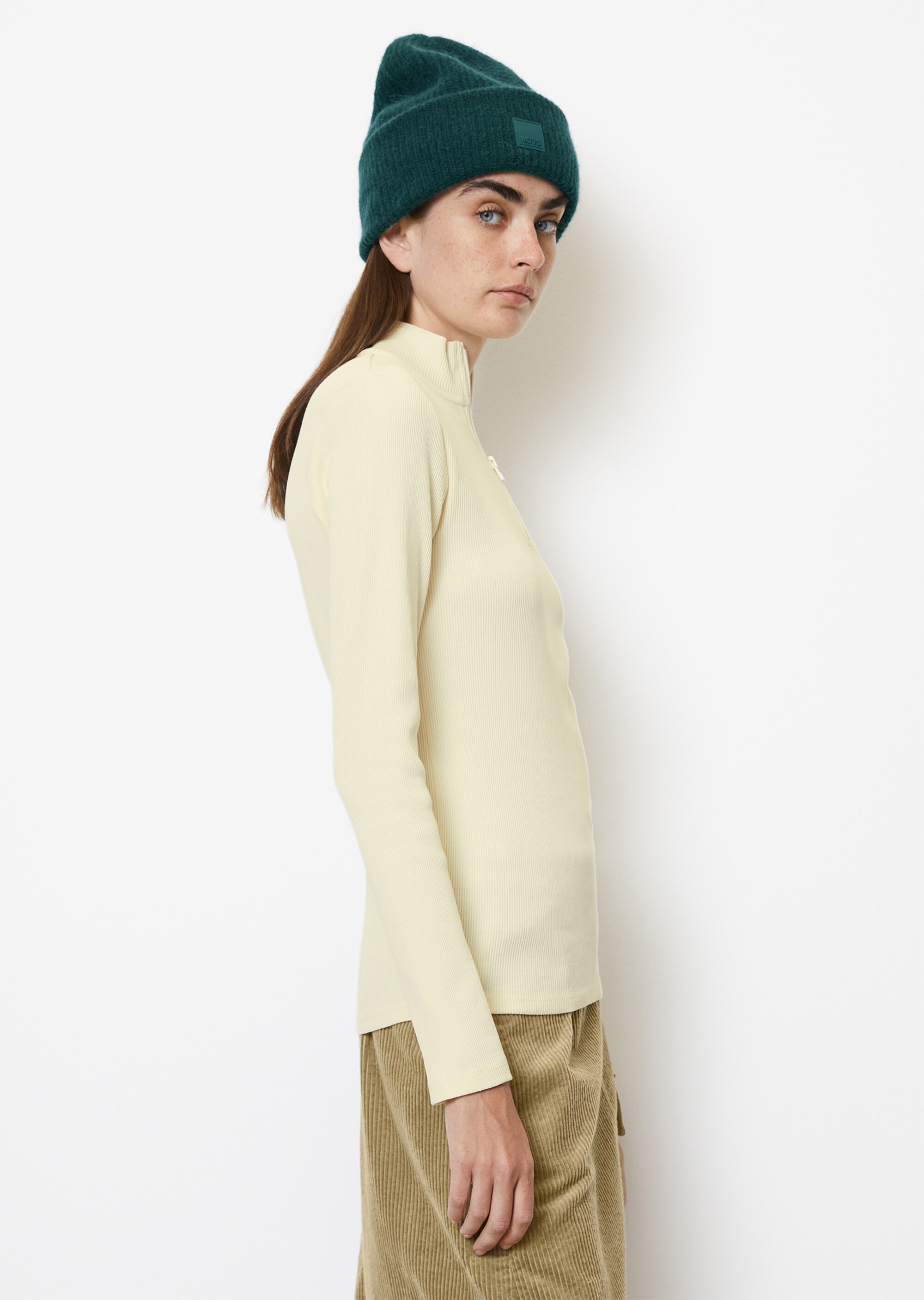 Zip-Longsleeve slim aus softem Rib-Jersey