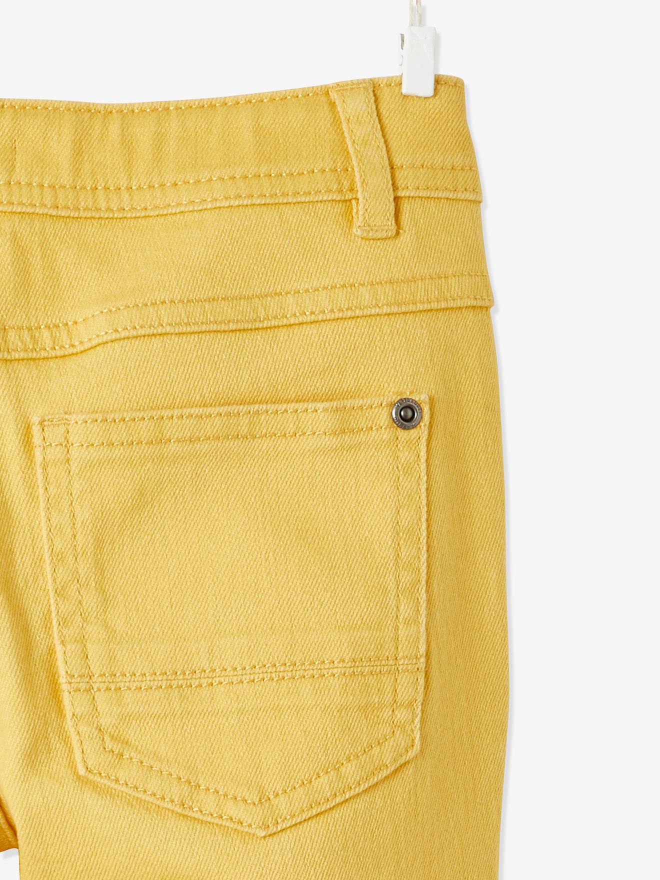 Calças MorphologiK slim para meninos, largura no quadril, corte slim, amarelo médio, lisas com estampa.