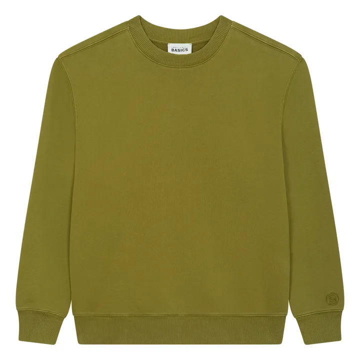 SMALLABLE BASICS Sweat Crewneck Homme Molleton Bio | Vert kaki