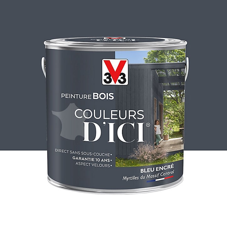 Peinture extérieure bois Couleurs d'ici bleu encré Velours V33 2L