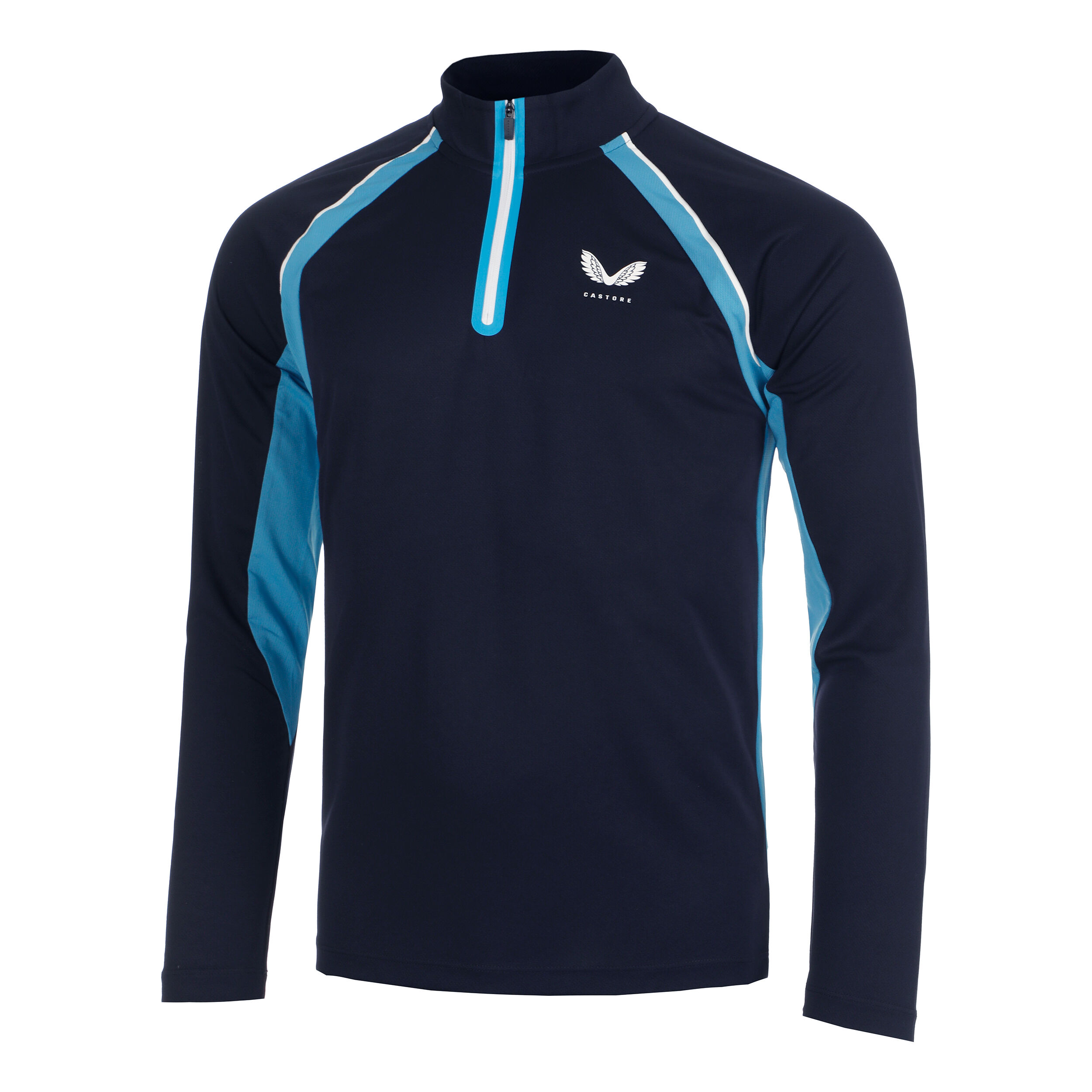 Castore Aeromesh 1/4 Zip Haut Manches Longues Hommes - Bleu Foncé