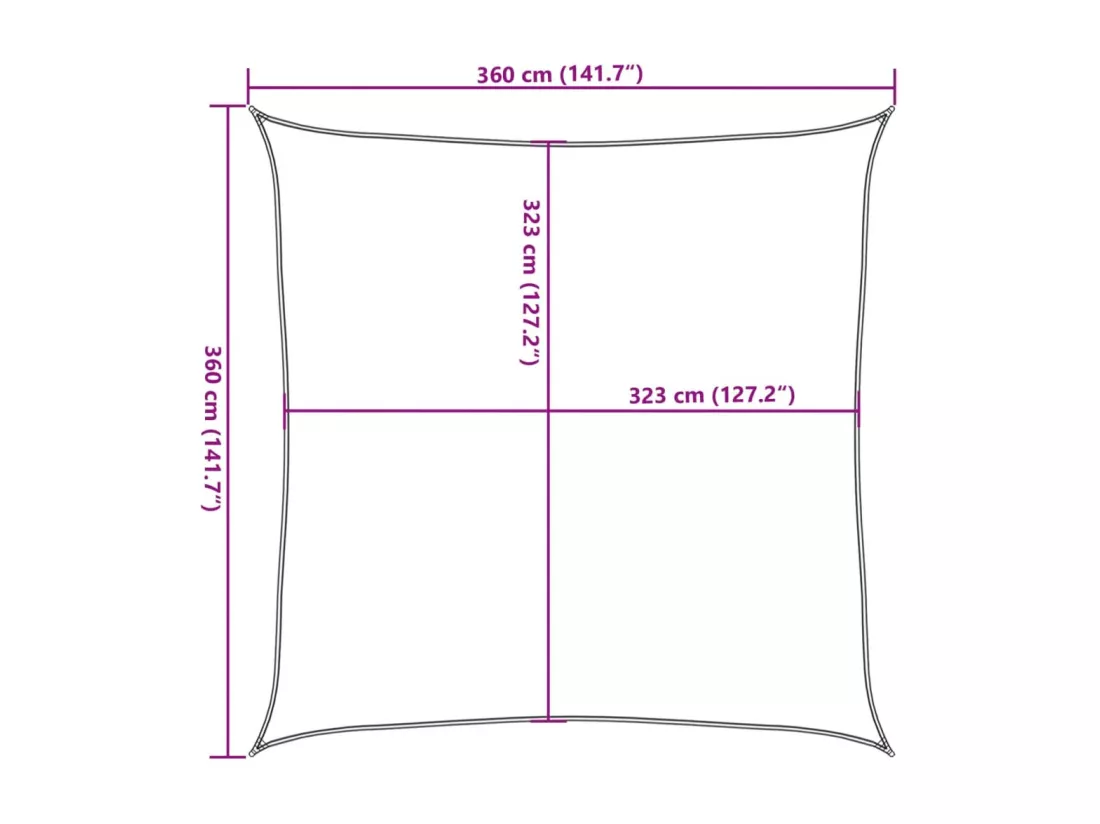 Voile d'ombrage gris clair 3,6x3,6 m 100% polyester oxford