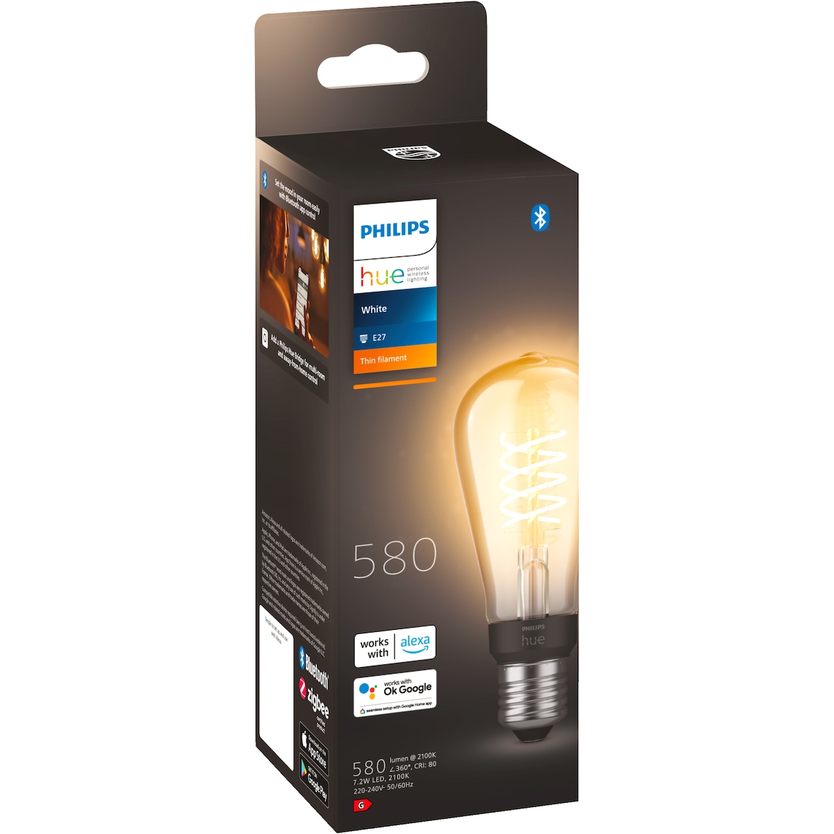 Philips Hue W lyspære 7,2W Filament ST64 E27
