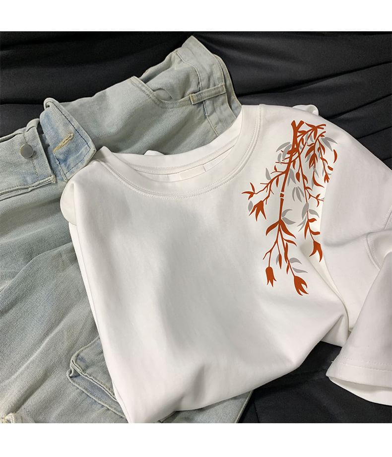 Wolfkane - T-shirt met korte mouwen en ronde hals en bamboeprint