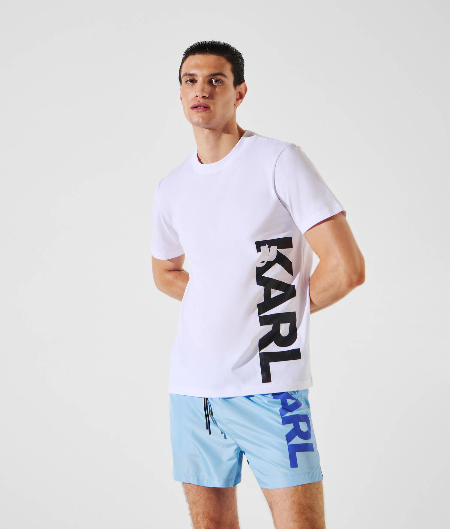 T-SHIRT DE PLAGE AVEC LOGO KARL - Blanc