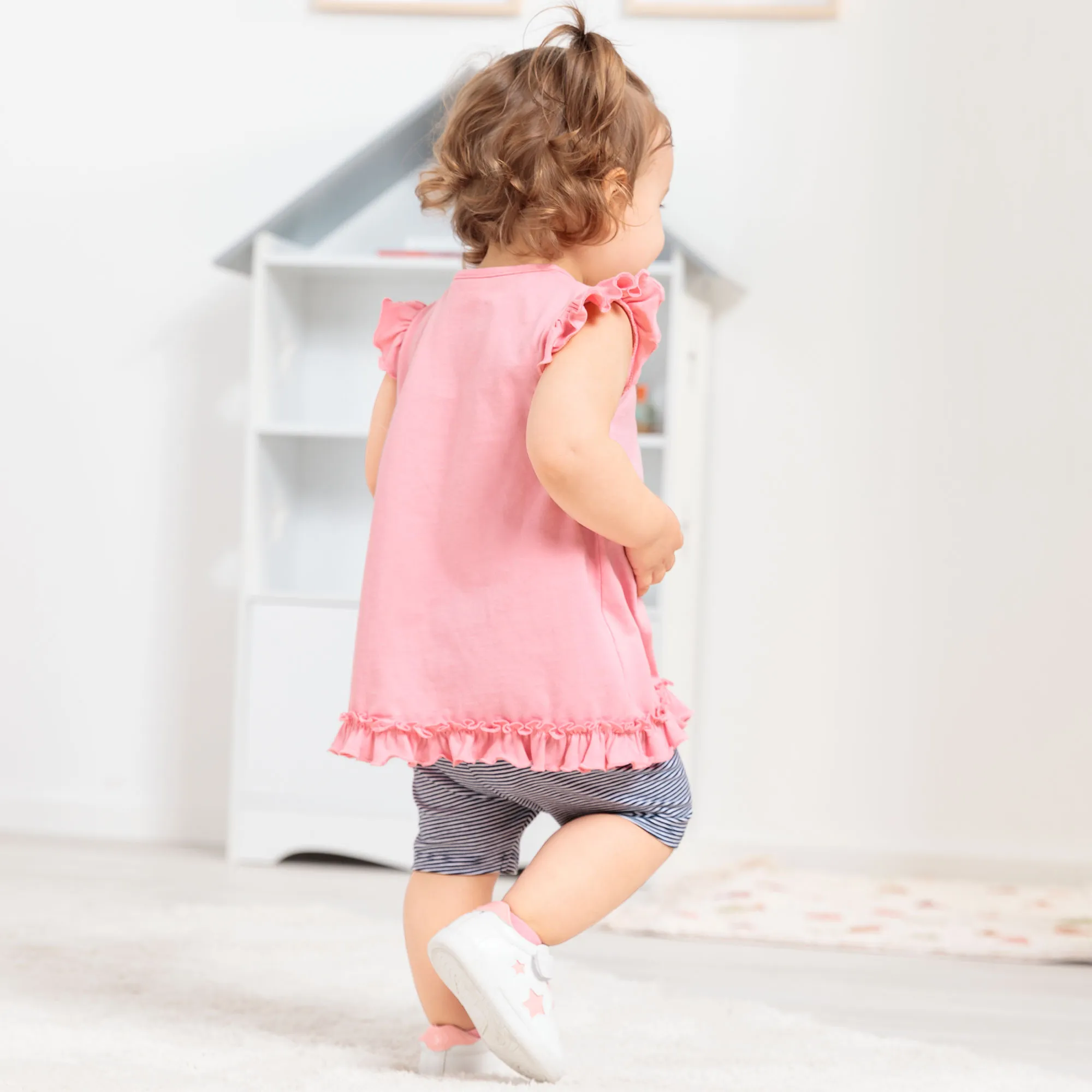 Baby-Mädchen-Set mit Volantsaum, 2-teilig