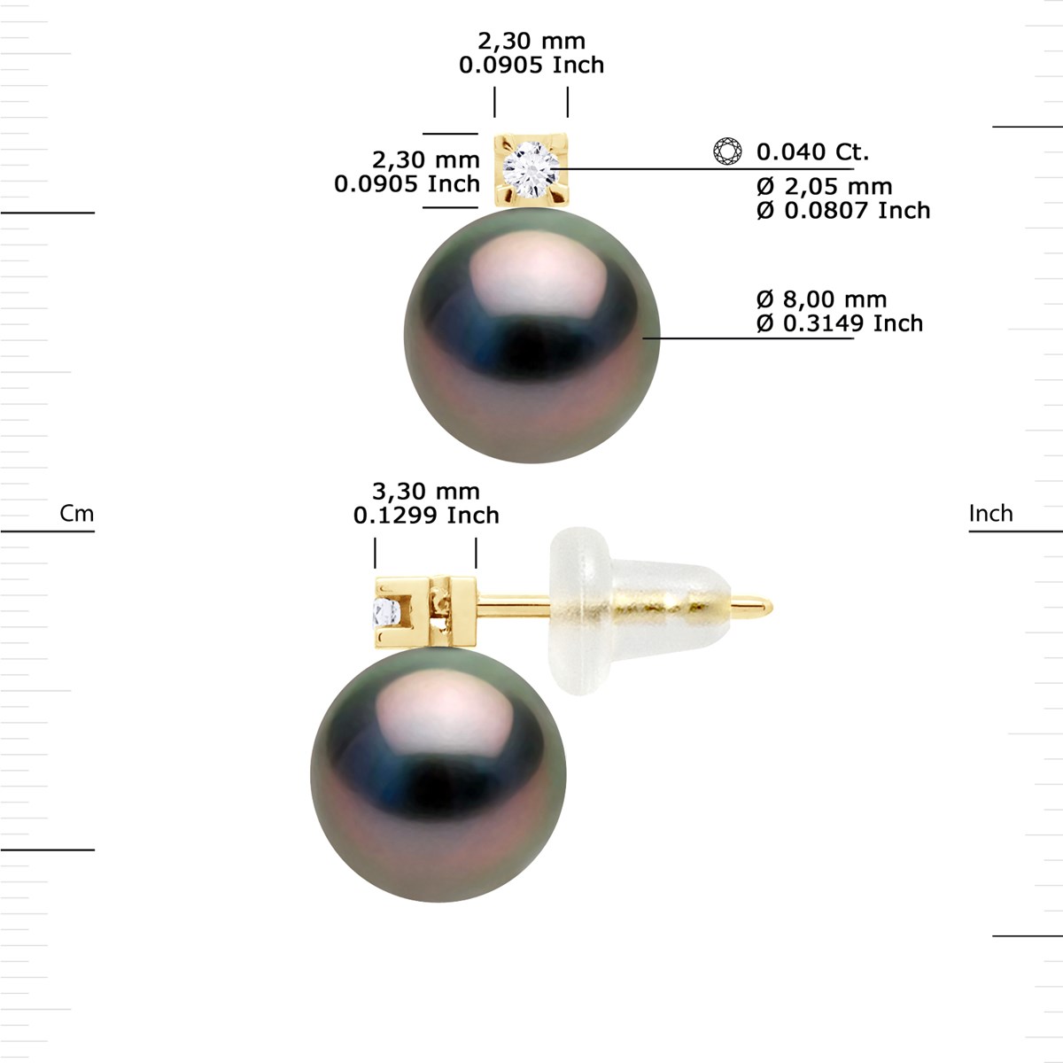 STELLA - Boucles d'Oreilles Perles de Tahiti 8-9 mm Or 18 Cts